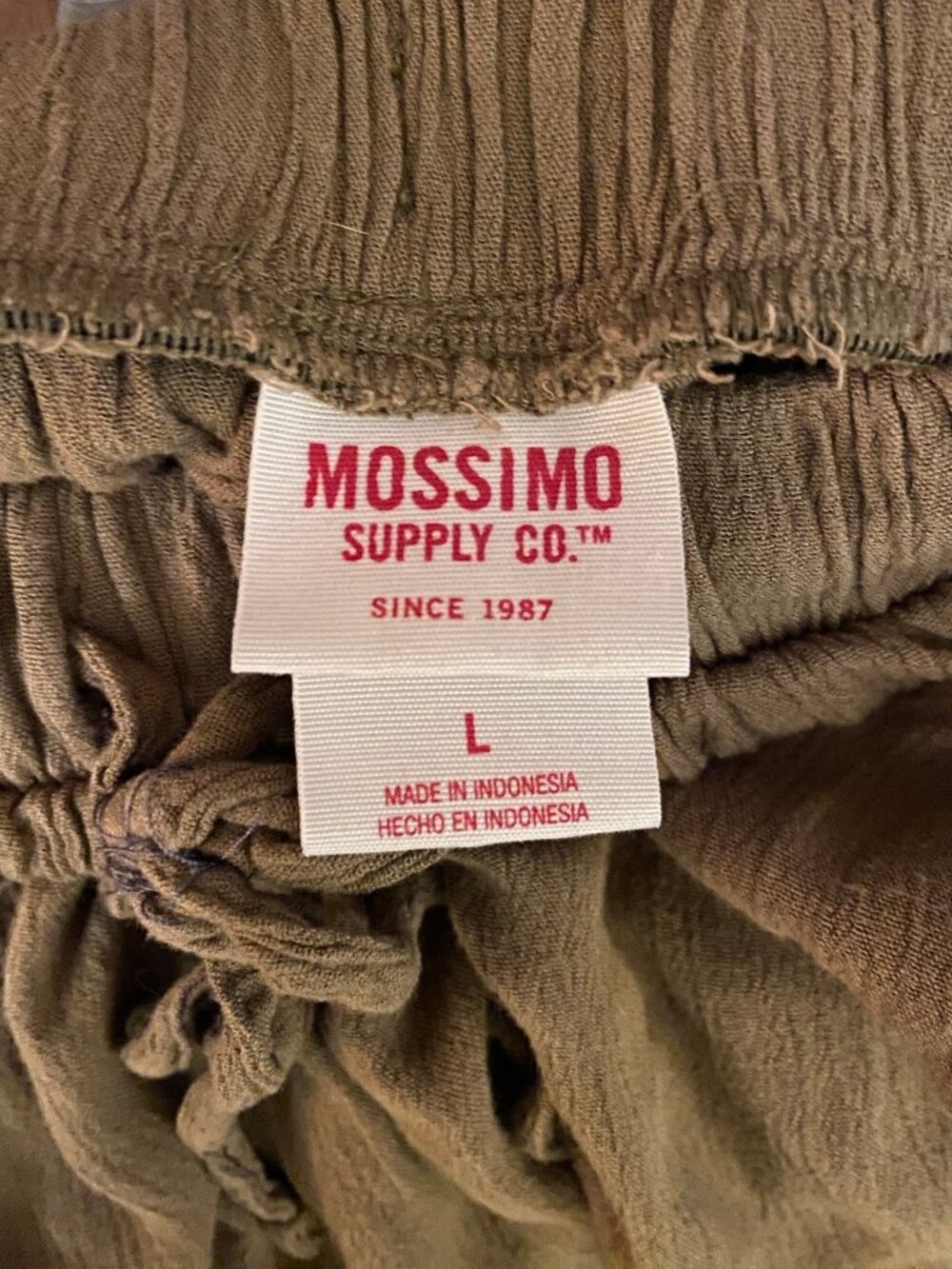 Mossimo Olive Green Gauze Tulip Shorts Fringe Trim Boho Festival - Size Large